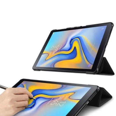 Samsung Galaxy Tab A 10.5 2018 (T590, T595) atverčiamas juodas odinis dėklas - knygutė / Priedai.lt