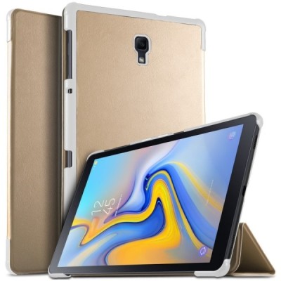 Samsung Galaxy Tab A 10.5 2018 (T590, T595) atverčiamas auksinis odinis dėklas - knygutė / Priedai.lt