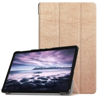 Samsung Galaxy Tab A 10.5 2018 (T590, T595) atverčiamas auksinis odinis dėklas - knygutė / Priedai.lt