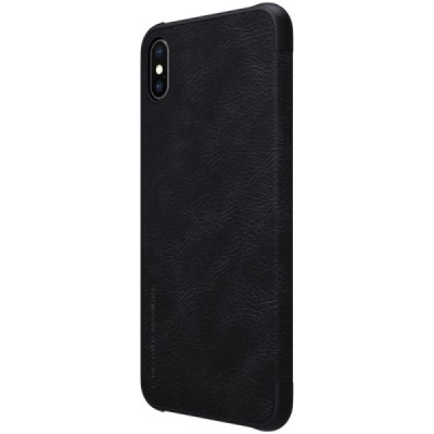 Prabangus „Nillkin“ Qin serijos juodas odinis atverčiamas Apple iPhone Xs Max dėklas / Priedai.lt
