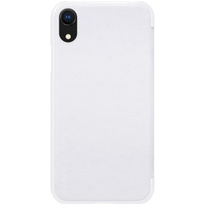 Prabangus „Nillkin“ Qin serijos baltas odinis atverčiamas Apple iPhone Xr dėklas / Priedai.lt
