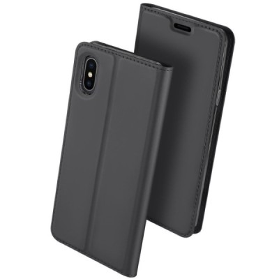 „Dux Ducis“ Skin serijos Apple iPhone Xs Max juodas odinis atverčiamas dėklas / Priedai.lt