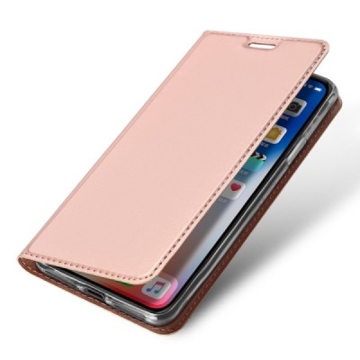 „Dux Ducis“ Skin serijos Apple iPhone Xr rožinis odinis atverčiamas dėklas / Priedai.lt