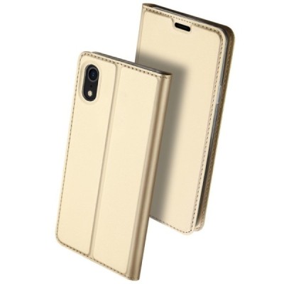 „Dux Ducis“ Skin serijos Apple iPhone Xr auksinis odinis atverčiamas dėklas / Priedai.lt