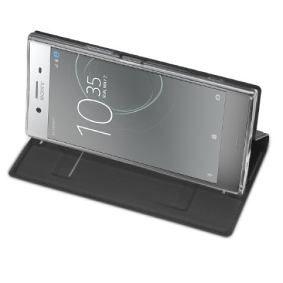 „Dux Ducis“ Skin serijos Sony Xperia XZ Premium (Xperia XZ Premium Dual) juodas odinis atverčiamas dėklas / Priedai.lt