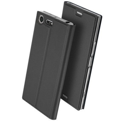 „Dux Ducis“ Skin serijos Sony Xperia XZ Premium (Xperia XZ Premium Dual) juodas odinis atverčiamas dėklas / Priedai.lt