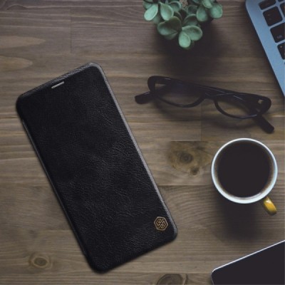 Prabangus „Nillkin“ Qin serijos juodas odinis atverčiamas Huawei Mate 20 Lite dėklas - knygutė / Priedai.lt