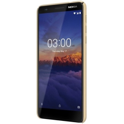 Nokia 3.1 (2018) Frosted Shield auksinis plastikinis dėklas + apsauginė ekrano plėvelė / Priedai.lt