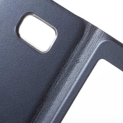 Samsung Galaxy S6 Edge+ (G928) mėlynas odinis atverčiamas dėklas su langeliu / Priedai.lt