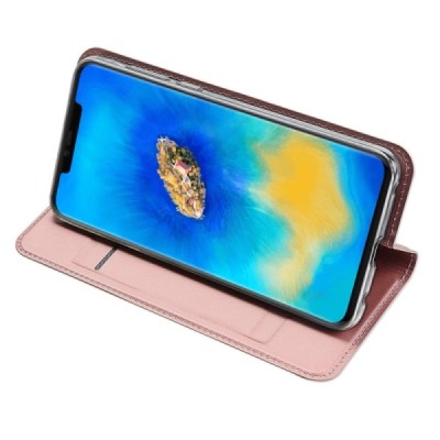 „Dux Ducis“ Skin serijos Huawei Mate 20 Pro rožinis odinis atverčiamas dėklas / Priedai.lt