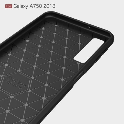 Samsung Galaxy A7 (2018) „Carbon“ kieto silikono TPU juodas dėklas - nugarėlė / Priedai.lt