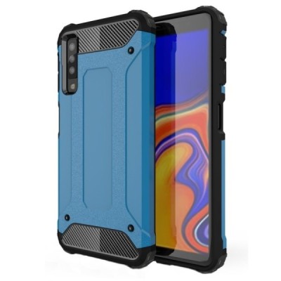 Sustiprintos apsaugos Samsung Galaxy A7 (2018) mėlynas kieto silikono (TPU) ir plastiko dėklas / Priedai.lt