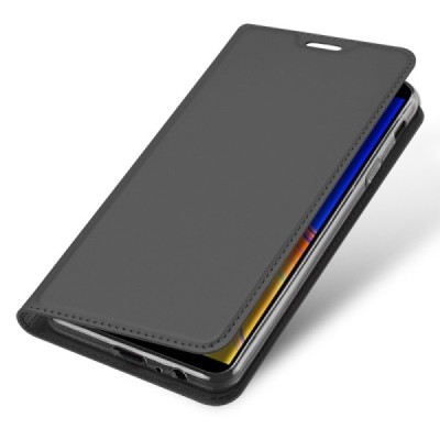 „Dux Ducis“ Skin serijos Samsung Galaxy J4+ juodas odinis atverčiamas dėklas / Priedai.lt