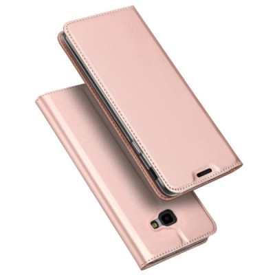 „Dux Ducis“ Skin serijos Samsung Galaxy J4+ rožinis odinis atverčiamas dėklas / Priedai.lt