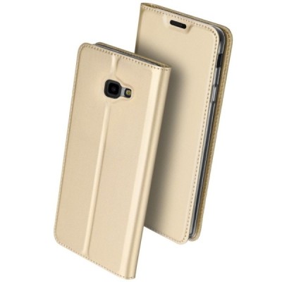 „Dux Ducis“ Skin serijos Samsung Galaxy J4+ auksinis odinis atverčiamas dėklas / Priedai.lt