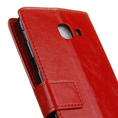 Samsung Galaxy J4+ atverčiamas raudonas odinis dėklas - piniginė / Priedai.lt