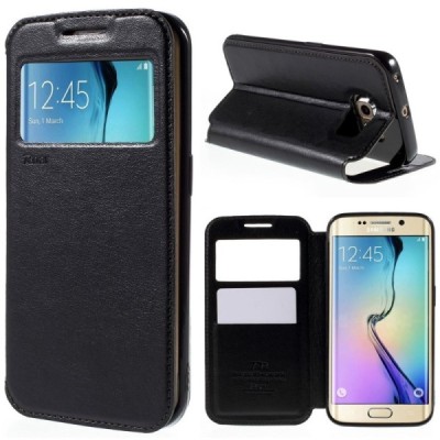 Roar Noble atverčiamas Samsung Galaxy S6 Edge (G925) juodas odinis dėklas / Priedai.lt