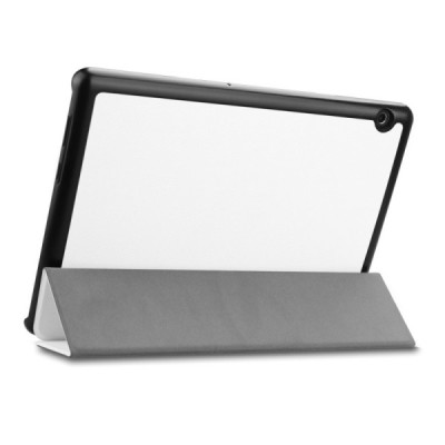 Huawei MediaPad T5 10 atverčiamas baltas odinis dėklas - knygutė / Priedai.lt