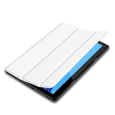 Huawei MediaPad T5 10 atverčiamas baltas odinis dėklas - knygutė / Priedai.lt