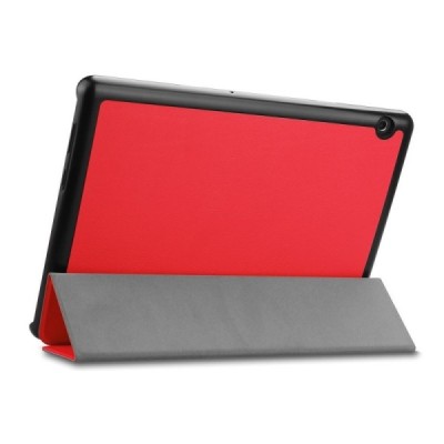 Huawei MediaPad T5 10 atverčiamas raudonas odinis dėklas - knygutė / Priedai.lt