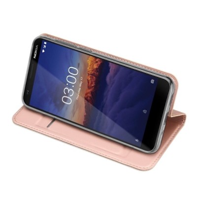 „Dux Ducis“ Skin serijos Nokia 3.1 (2018) rožinis odinis atverčiamas dėklas / Priedai.lt