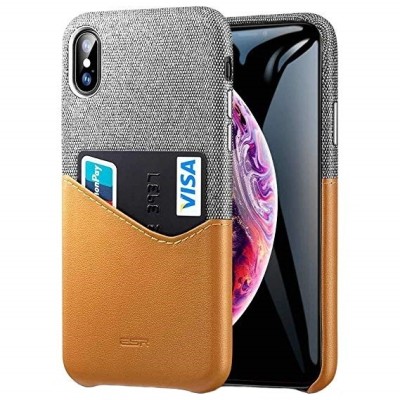 „ESR“ Metro Apple iPhone Xs Max  rudas, pilkas odinis dėklas - nugarėlė su kišenėle kortelėms / Priedai.lt