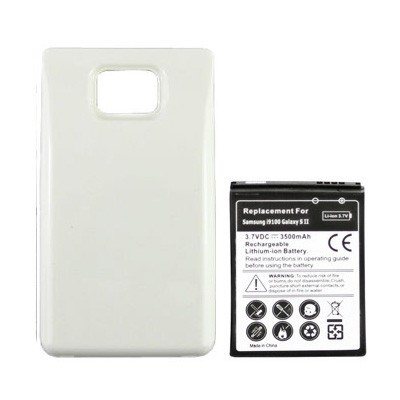 Samsung Galaxy S2 i9100 baterija (3500 mAh) + baltas telefono galinis dangtelis / Priedai.lt