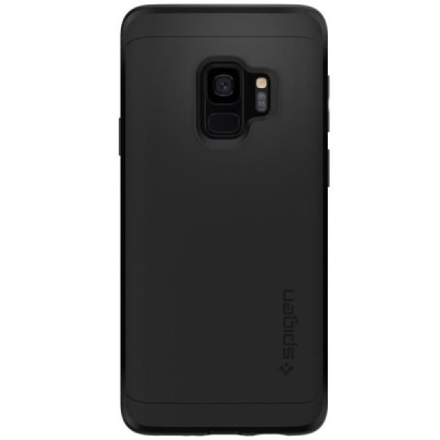 „Spigen“ Thin Fit 360 plastikinis Samsung Galaxy S9 (G960) juodas dėklas - nugarėlė + apsauginis ekrano stiklas / Priedai.lt