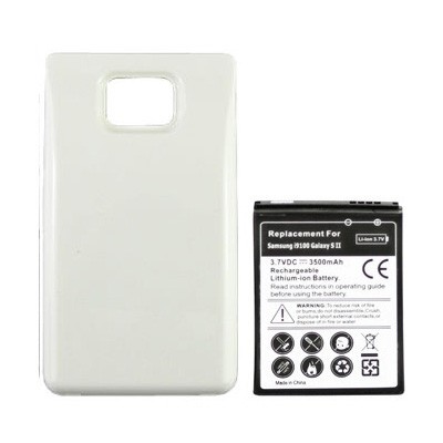 Samsung Galaxy S2 i9100 baterija (3500 mAh) + baltas telefono galinis dangtelis / Priedai.lt