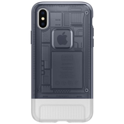 „Spigen“ Classic C1 sustiprintos apsaugos Apple iPhone X (iPhone Xs) pilkas kieto silikono (TPU) ir plastiko dėklas / Priedai.lt