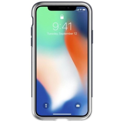 „Spigen“ Classic C1 sustiprintos apsaugos Apple iPhone X (iPhone Xs) pilkas kieto silikono (TPU) ir plastiko dėklas / Priedai.lt