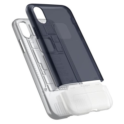 „Spigen“ Classic C1 sustiprintos apsaugos Apple iPhone X (iPhone Xs) pilkas kieto silikono (TPU) ir plastiko dėklas / Priedai.lt