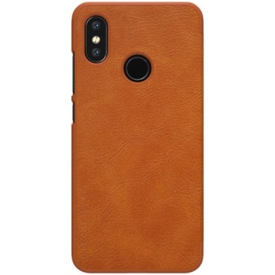 Prabangus „Nillkin“ Qin serijos rudas odinis atverčiamas Xiaomi Mi 8 dėklas / Priedai.lt