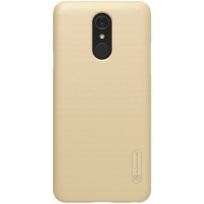 LG Q7 Nillkin Frosted Shield auksinis plastikinis dėklas + apsauginė ekrano plėvelė / Priedai.lt