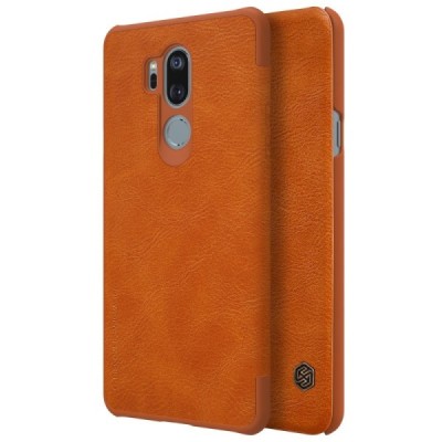 Prabangus „Nillkin“ Qin serijos rudas odinis atverčiamas LG G7 ThinQ dėklas / Priedai.lt