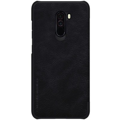 Prabangus „Nillkin“ Qin serijos juodas odinis atverčiamas Xiaomi Pocophone F1 dėklas / Priedai.lt