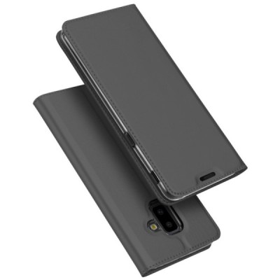 „Dux Ducis“ Skin serijos Samsung Galaxy J6+ 2018 (J610) juodas odinis atverčiamas dėklas / Priedai.lt