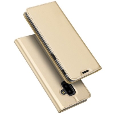 „Dux Ducis“ Skin serijos Samsung Galaxy J6+ 2018 (J610) auksinis odinis atverčiamas dėklas / Priedai.lt