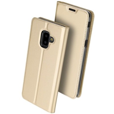 „Dux Ducis“ Skin serijos Samsung Galaxy J6+ 2018 (J610) auksinis odinis atverčiamas dėklas / Priedai.lt
