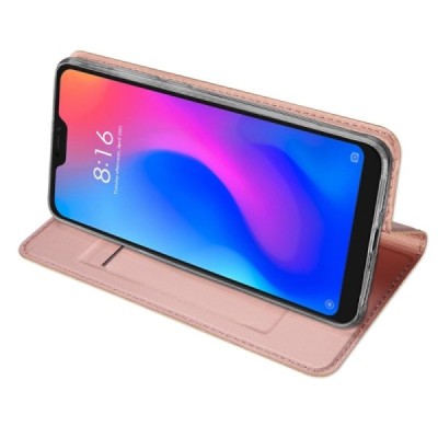 „Dux Ducis“ Skin serijos Xiaomi Redmi 6 Pro (Mi A2 Lite) rožinis odinis atverčiamas dėklas / Priedai.lt