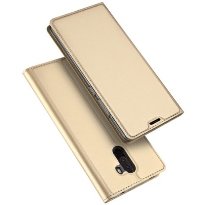 „Dux Ducis“ Skin serijos Xiaomi Pocophone F1 auksinis odinis atverčiamas dėklas / Priedai.lt