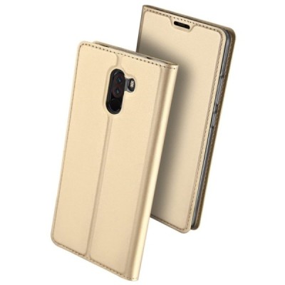 „Dux Ducis“ Skin serijos Xiaomi Pocophone F1 auksinis odinis atverčiamas dėklas / Priedai.lt