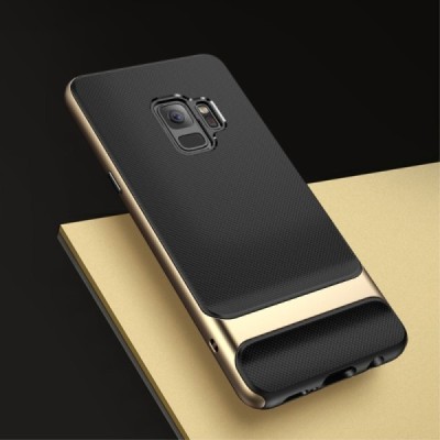 „Rock“ Royce sustiprintos apsaugos Samsung Galaxy S9 (G960) juodas auksinės spalvos apvadais kieto silikono (TPU) ir plastiko dė