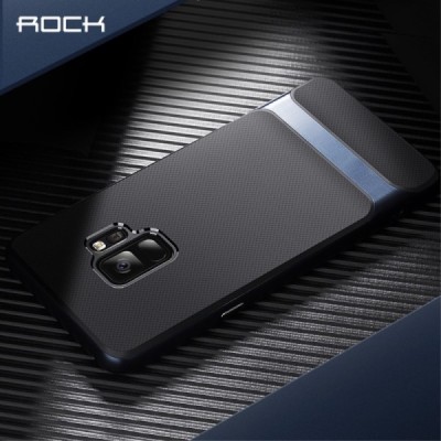 „Rock“ Royce sustiprintos apsaugos Samsung Galaxy S9 (G960) juodas mėlynos spalvos apvadais kieto silikono (TPU) ir plastiko dėk