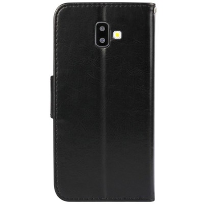 Samsung Galaxy J6+ 2018 (J610) „Diary“ atverčiamas juodas odinis dėklas - piniginė / Priedai.lt