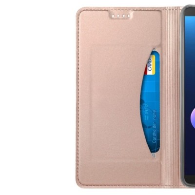 Solidus HTC U12 Plus rožinis odinis atverčiamas dėklas / Priedai.lt