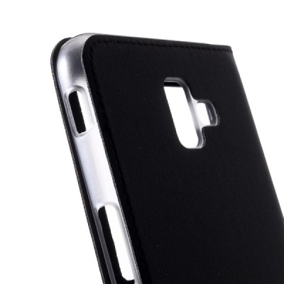 Samsung Galaxy J6+ 2018 (J610F)  juodas atverčiamas „View Window“ dėklas su langeliu / Priedai.lt