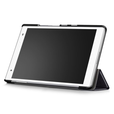 Lenovo Tab4 8 Plus (TB-8704F/N) atverčiamas juodas odinis dėklas (sulankstomas) / Priedai.lt