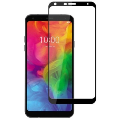 LG Q7 „Mocolo“ 9H Tempered Glass sustiprintos apsaugos juodas pilnai dengiantis apsauginis ekrano stiklas 0,26 mm / Priedai.lt