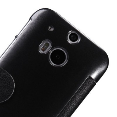 Nillkin Fresh HTC One M8 juodas odinis atverčiamas dėklas / Priedai.lt